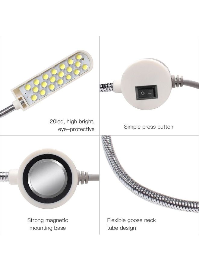 Magnetic Fixed Base Bendable LED Lamp White