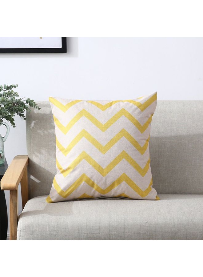 Brief Linen Pillow, Cotton And Linen Pillowcase Sofa Cover White/Yellow 