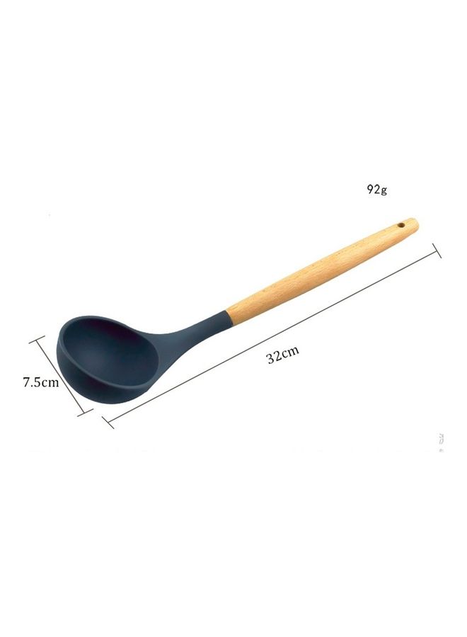 ملعقة مطبخ من السيليكون بمقبض خشبي أسود/بيج 7.5X32سم  - Image 2