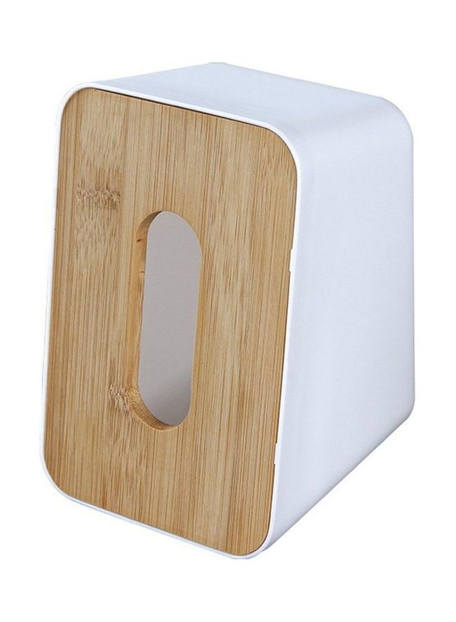 Multifunctional Solid Paper Holder with Wooden Lid White/Beige 23 x 13 x 10cm  - Image 1