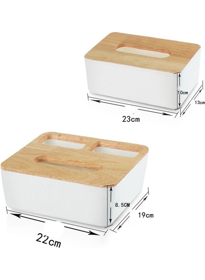 Multifunctional Solid Paper Holder with Wooden Lid White/Beige 23 x 13 x 10cm  - Image 2