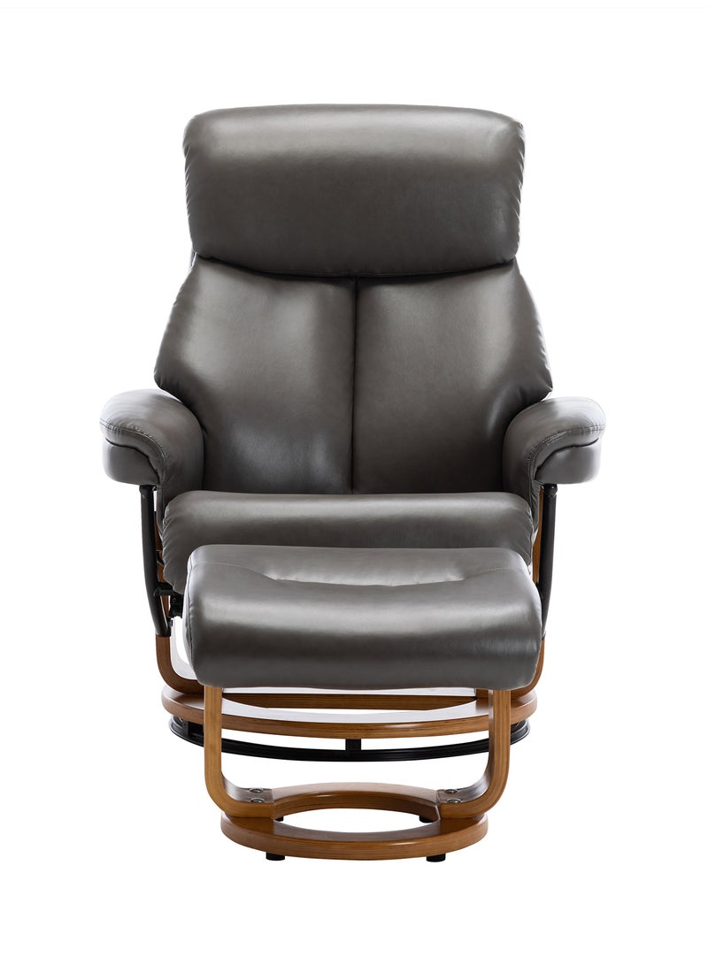 ebb & flow - Recliner Sofa Luxurious Grey Upholstered Fabric Morgan Collection Classic Lazy Boy Chair 80 X 67 X 56 Relaxing Sofa, Easy Chair Grey 80 x 67 x 56cm - Image 1