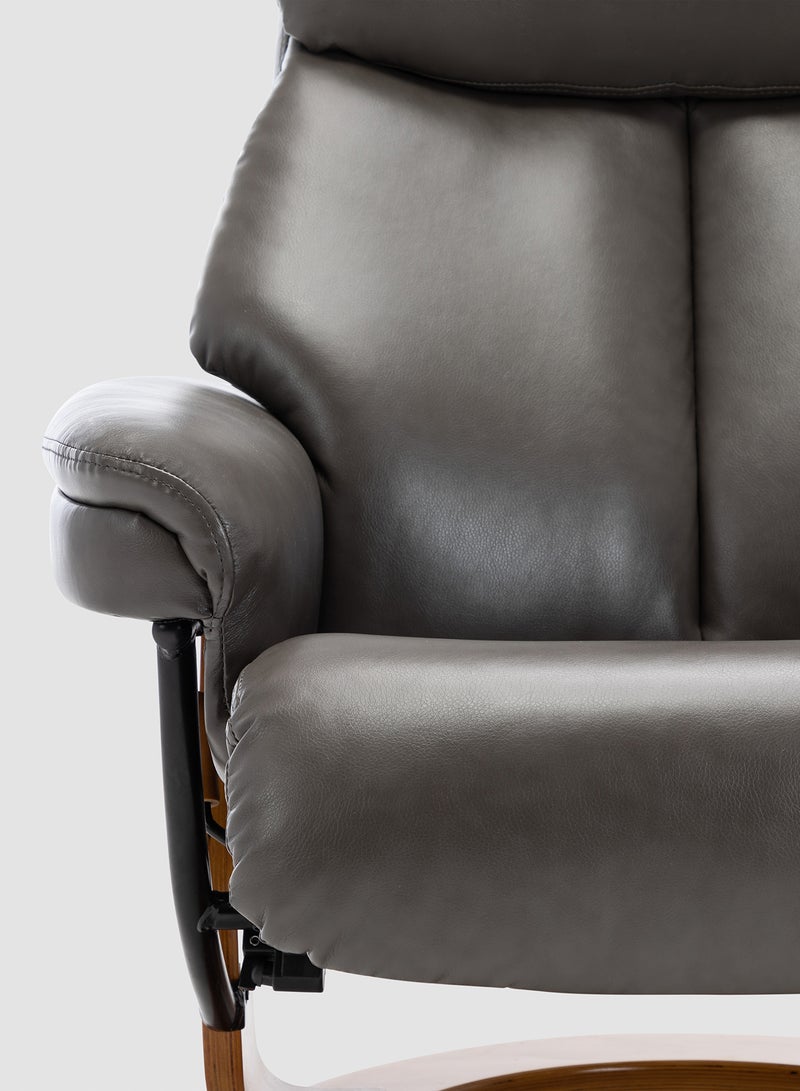 ebb & flow - Recliner Sofa Luxurious Grey Upholstered Fabric Morgan Collection Classic Lazy Boy Chair 80 X 67 X 56 Relaxing Sofa, Easy Chair Grey 80 x 67 x 56cm - Image 1