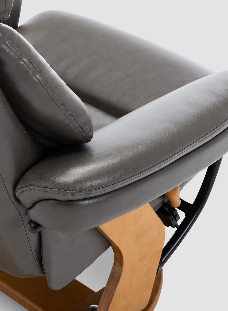 ebb & flow - Recliner Sofa Luxurious Grey Upholstered Fabric Morgan Collection Classic Lazy Boy Chair 80 X 67 X 56 Relaxing Sofa, Easy Chair Grey 80 x 67 x 56cm - Image 1
