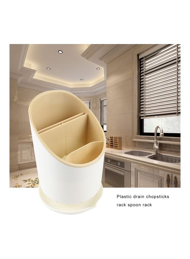 حامل ملاعق بلاستيكي لأدوات المائدة في المطبخ بيج-أبيض 200 x 120 x 120مم - Image 1