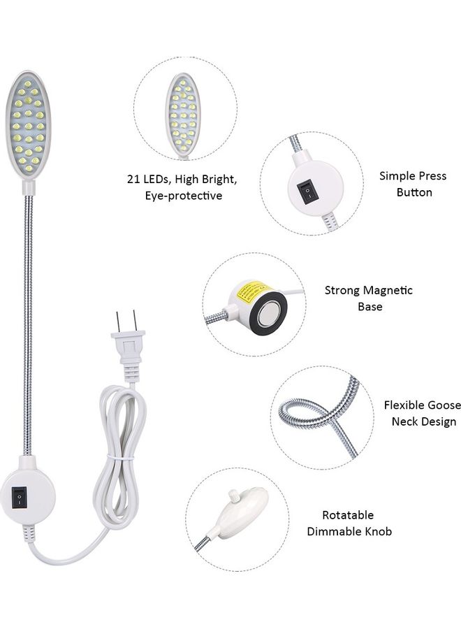 Generic - Fixed Base Bendable LED Table Lamp with Adjustable Brightness White - Image 1