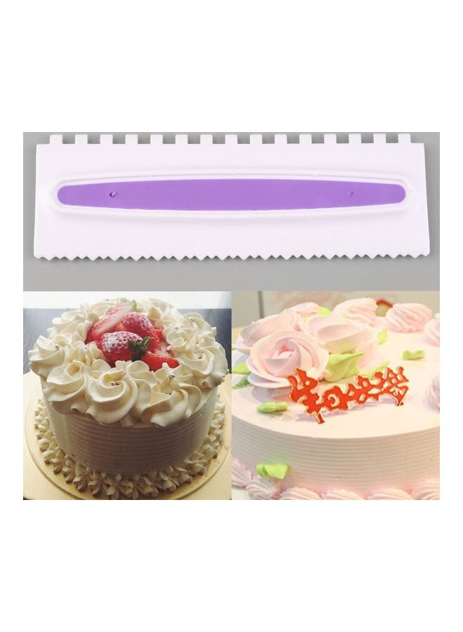 Plastic Sawtooth Shape Cake Cream Smoother White/Purple - Image 1