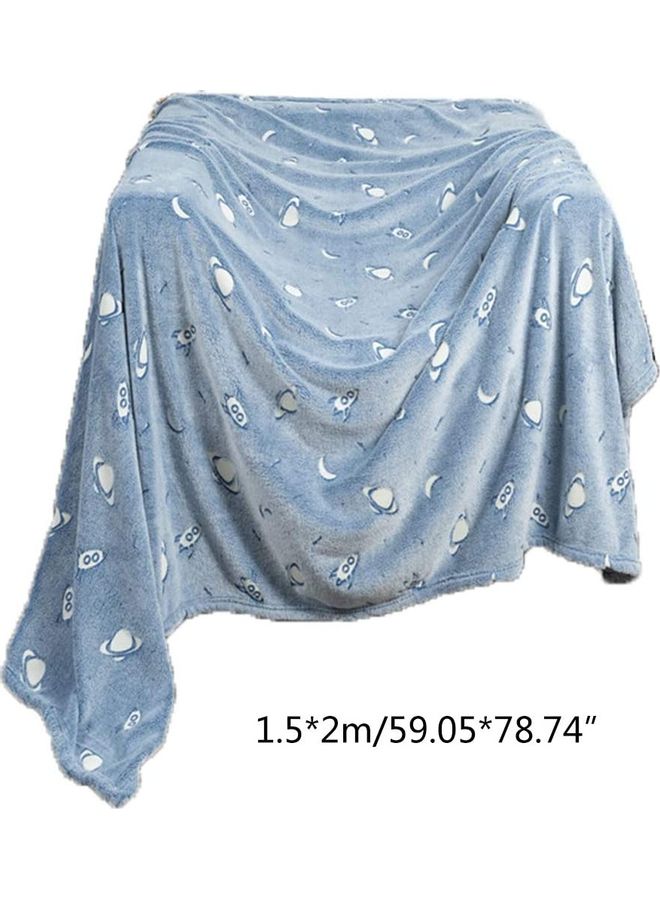 XiuWoo Glow In The Dark Soft Blanket Cotton Grey 152 x 127cm - Image 5