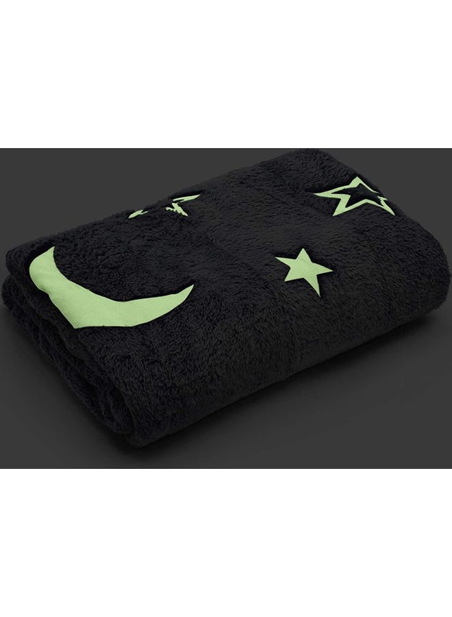 شو وو بطانية من الصوف بتصميم قمر ونجوم تتوهج في الظلام قطن متعدد الألوان 152X127سم - Image 2