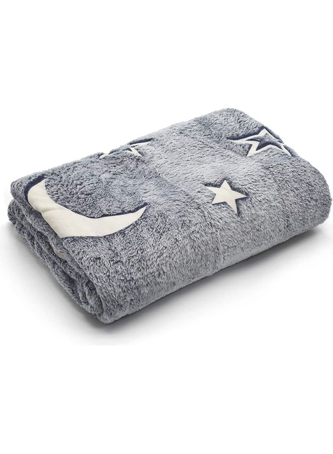 شو وو بطانية من الصوف بتصميم قمر ونجوم تتوهج في الظلام قطن متعدد الألوان 152X127سم - Image 1