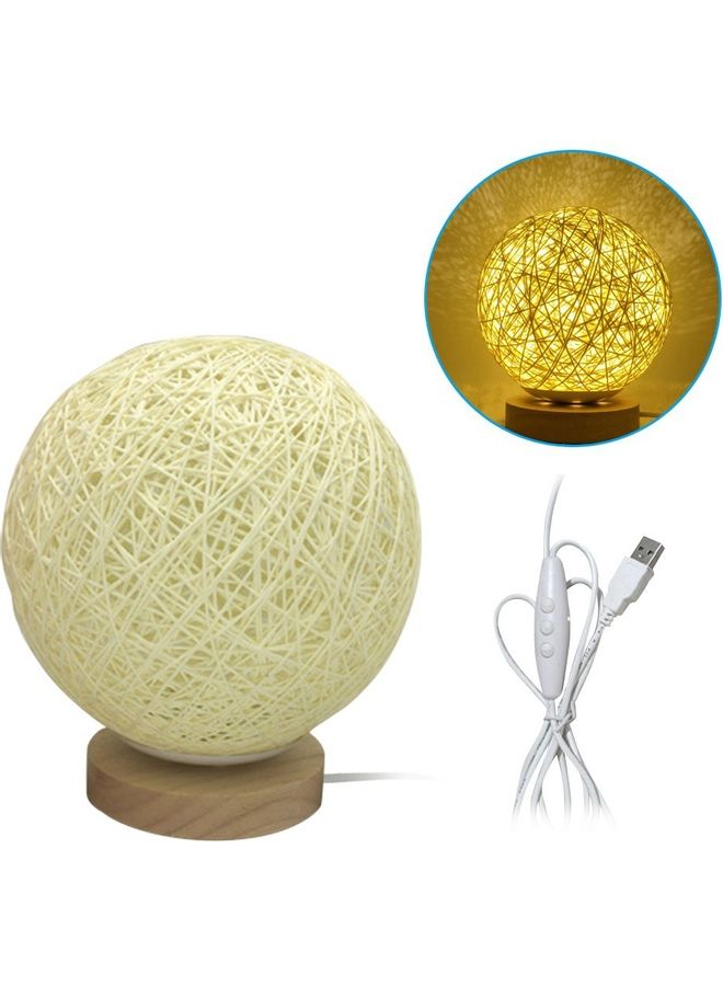 USB Powered Woven Moon Bedside LED Desk Lamp Beige  - Image 1