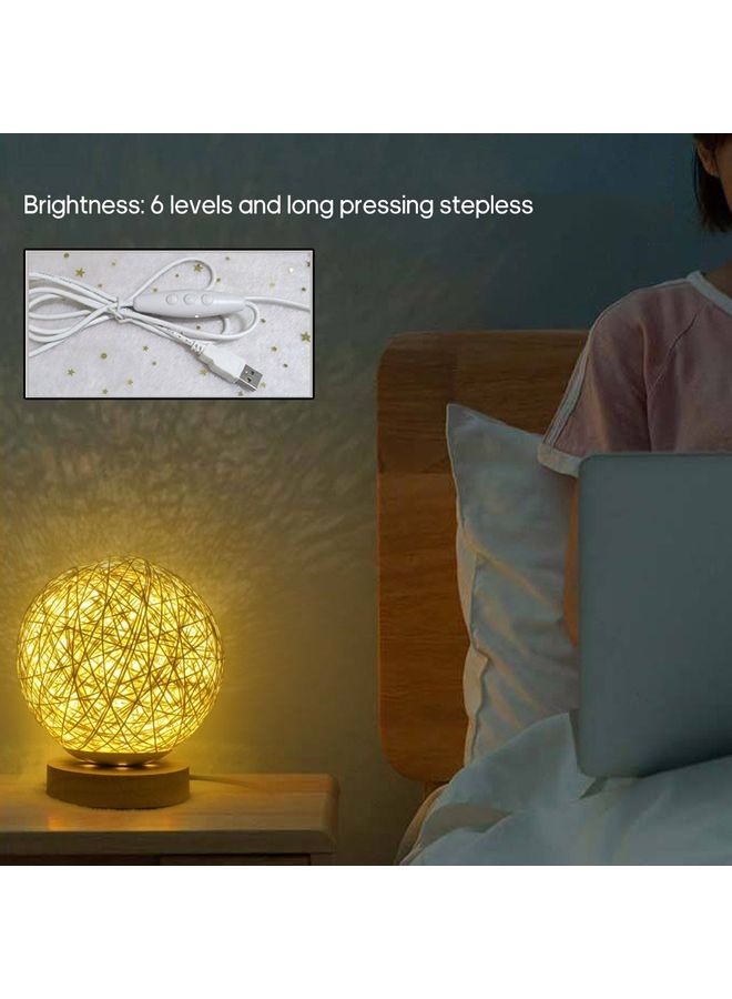 USB Powered Woven Moon Bedside LED Desk Lamp Beige  - Image 5