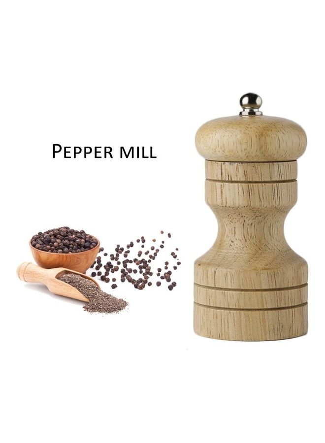 Manual Wood Pepper Salt Mill Grinder Beige  - Image 2