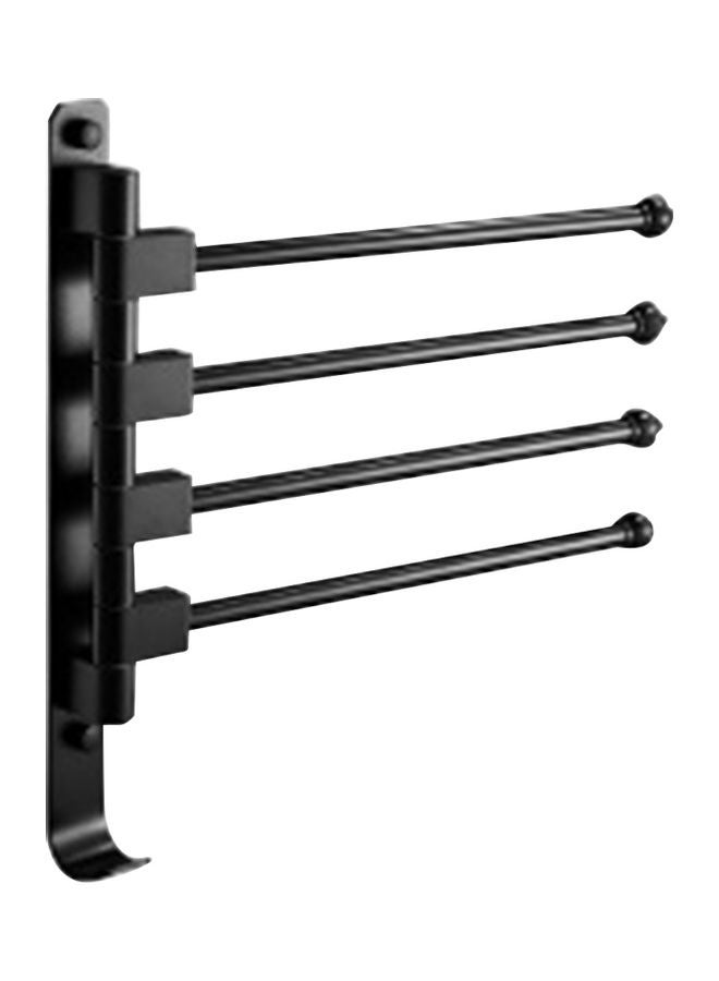 Foldable Swivel Out Towel Racks with 4 Hooks Black 33 x 3 x 32cm - Image 1