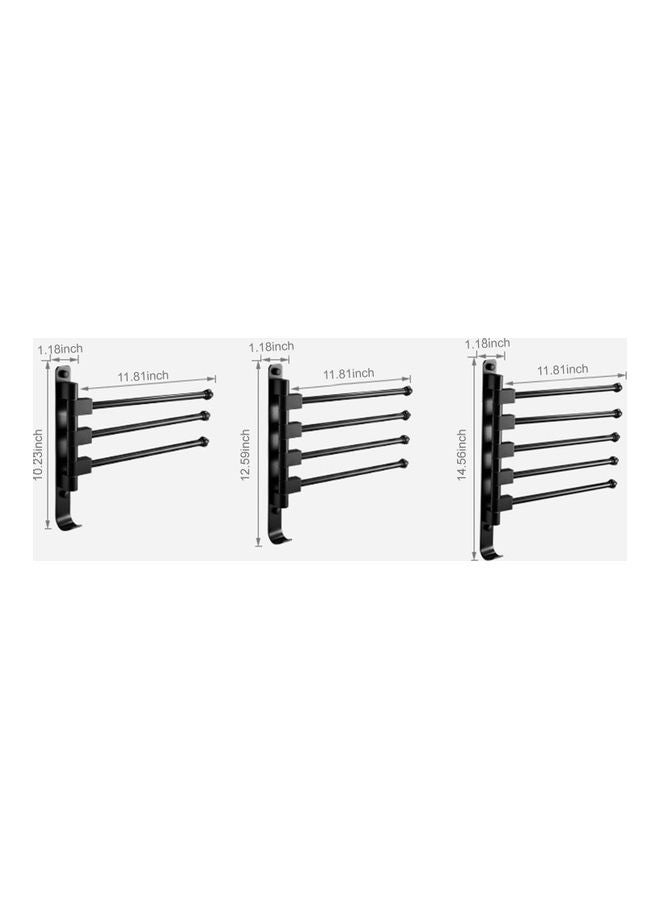 Foldable Swivel Out Towel Racks with 4 Hooks Black 33 x 3 x 32cm - Image 2