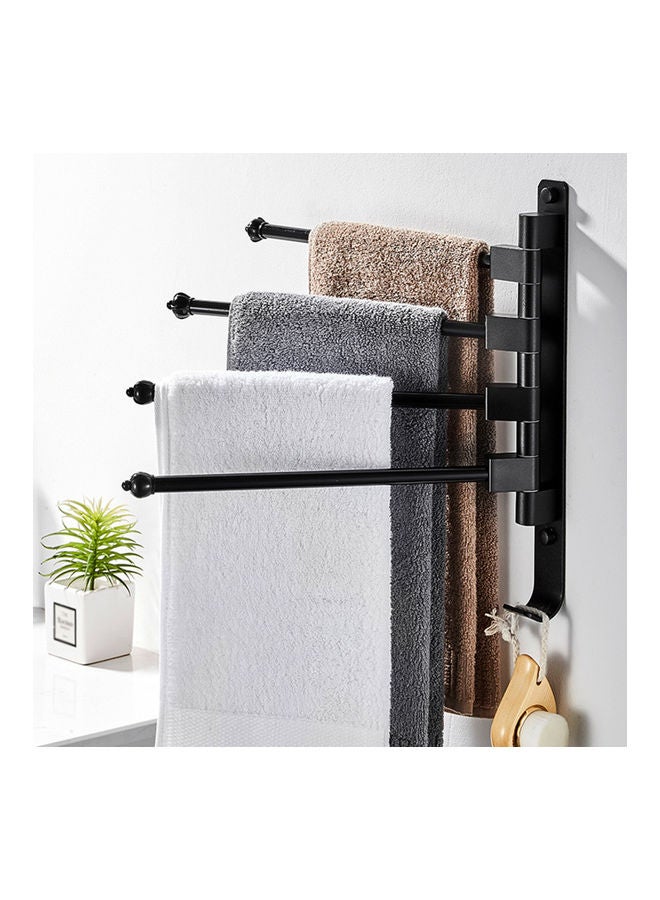 Foldable Swivel Out Towel Racks with 4 Hooks Black 33 x 3 x 32cm - Image 5