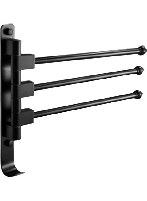 Foldable Swivel Out Towel Racks with 3 Hooks Black 33 x 3 x 26cm