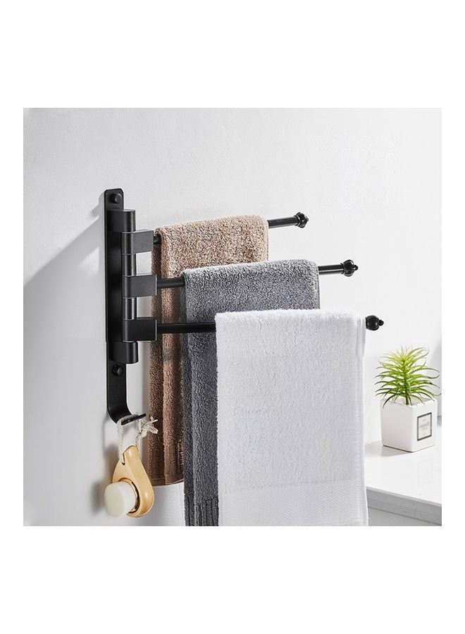 Foldable Swivel Out Towel Racks with 3 Hooks Black 33 x 3 x 26cm