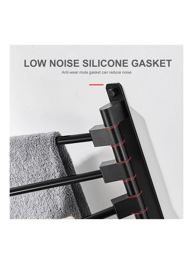 Foldable Swivel Out Towel Racks with 3 Hooks Black 33 x 3 x 26cm