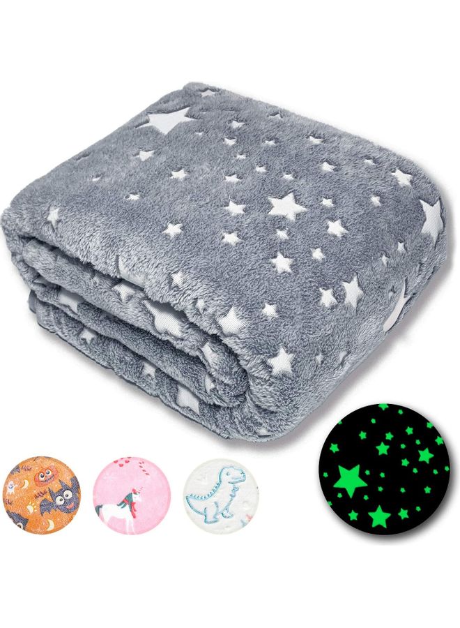 XiuWoo Glow in The Dark Throw Blanket Cotton Grey/White 127X152cm  - Image 1