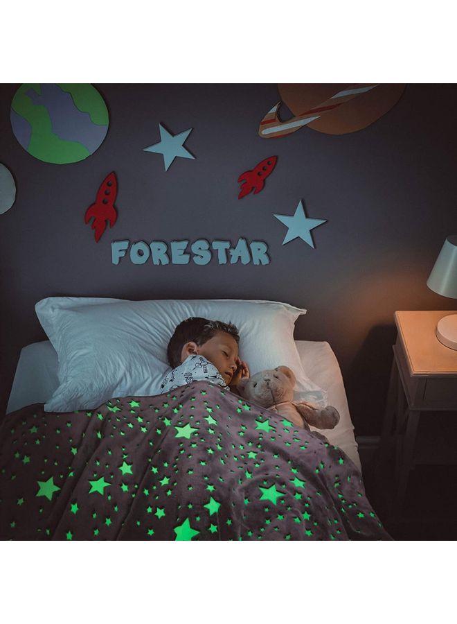 XiuWoo Glow in The Dark Throw Blanket Cotton Grey/White 127X152cm  - Image 4