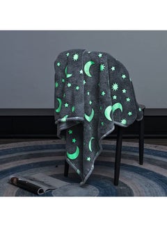 XiuWoo Glow in The Dark Moon and Stars Fleece Blanket Cotton Multicolour 152X127cm  - Image 2
