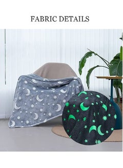 XiuWoo Glow in The Dark Moon and Stars Fleece Blanket Cotton Multicolour 152X127cm  - Image 3