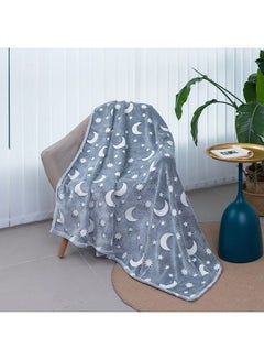 XiuWoo Glow in The Dark Moon and Stars Fleece Blanket Cotton Multicolour 152X127cm  - Image 5