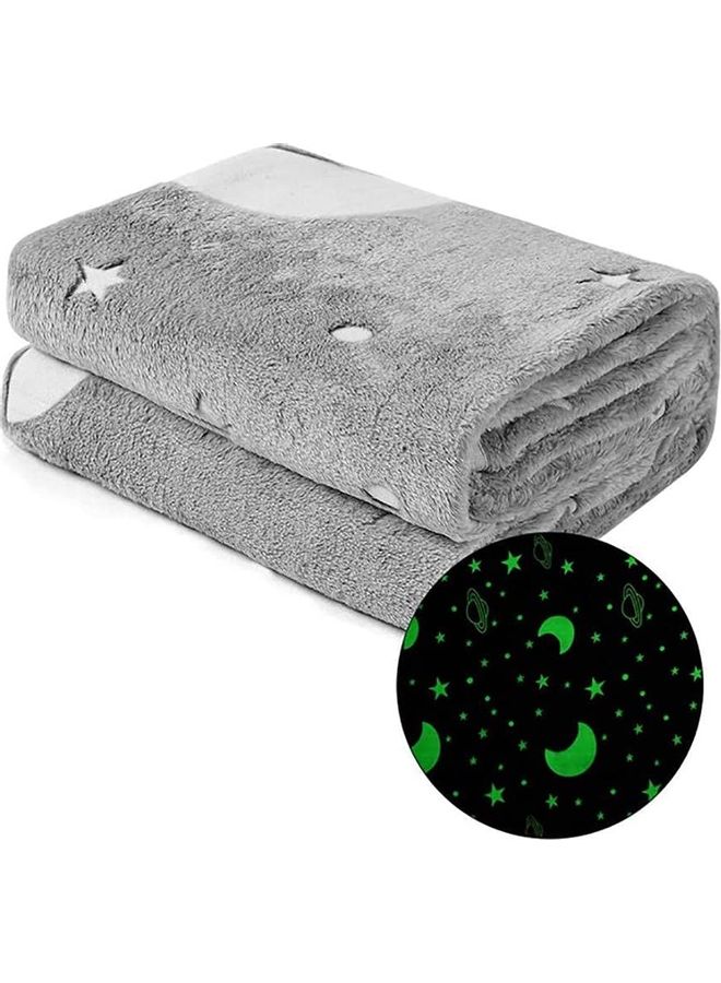 XiuWoo - Glow In The Dark Soft Blanket 152 x 127 cm Cotton Grey 152 x 127cm - Image 1
