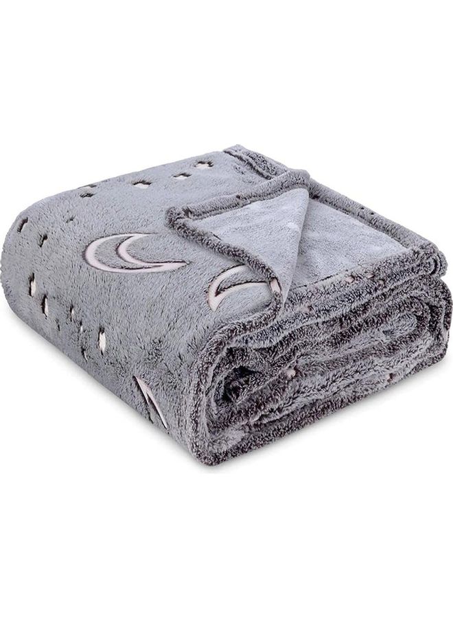 XiuWoo - Glow In The Dark Soft Blanket 152 x 127 cm Cotton Grey 152 x 127cm - Image 1