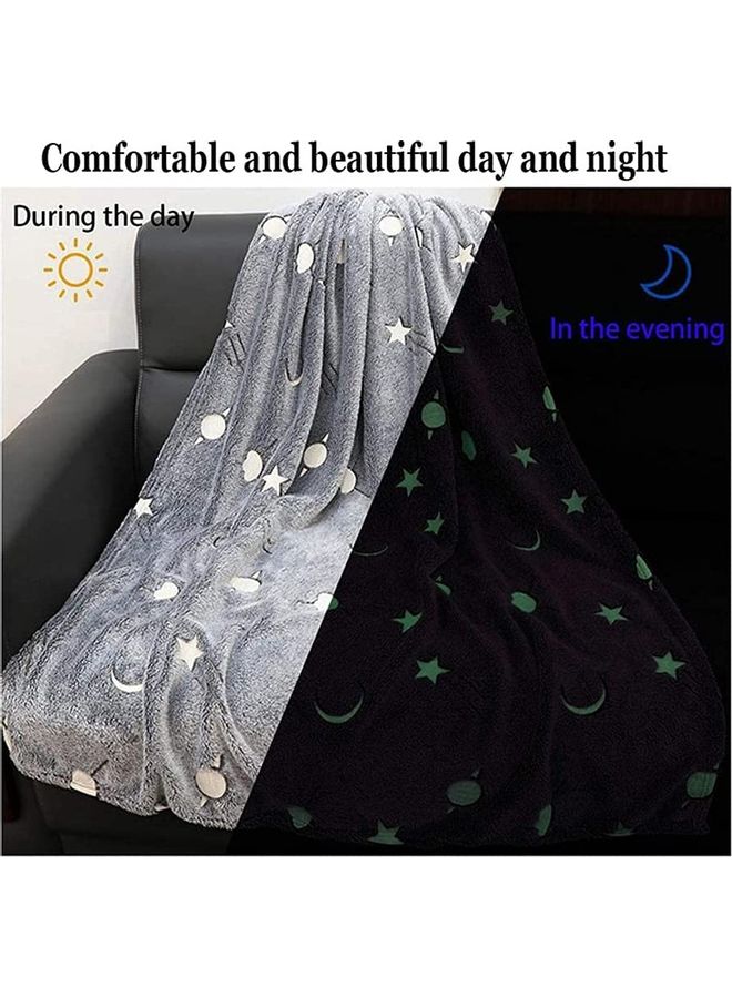 XiuWoo - Glow In The Dark Soft Blanket 152 x 127 cm Cotton Grey 152 x 127cm - Image 1