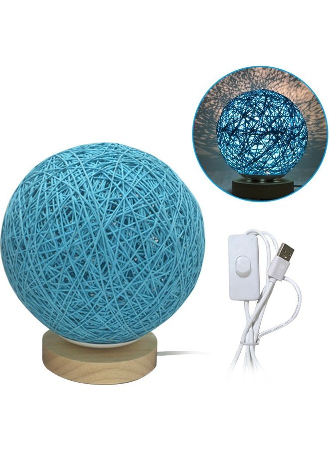 USB Powered Woven Moon Bedside LED Desk Lamp Blue  - Image 1