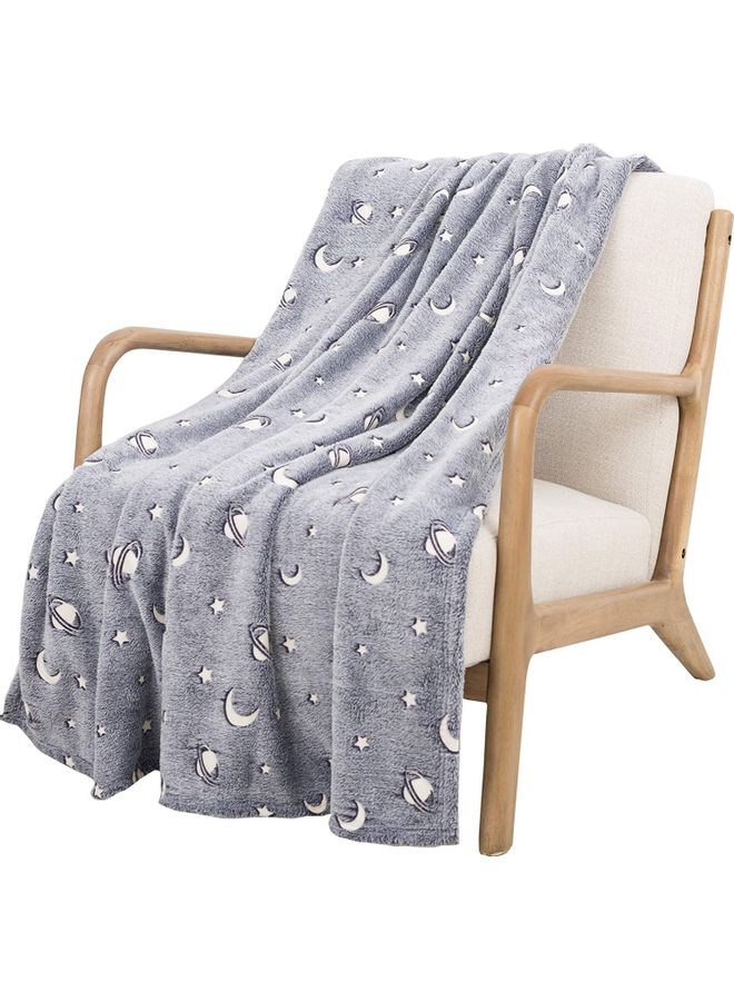 شو وو بطانية خفيفة دافئة ومريحة تتوهج في الظلام قطن رمادي 127 x 152سم - Image 2