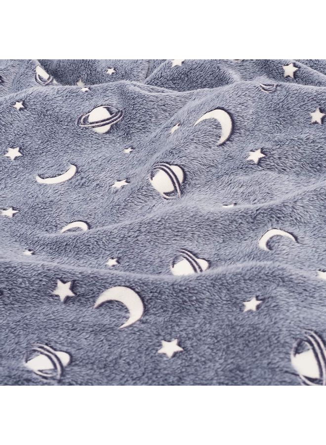 شو وو بطانية خفيفة دافئة ومريحة تتوهج في الظلام قطن رمادي 127 x 152سم - Image 4