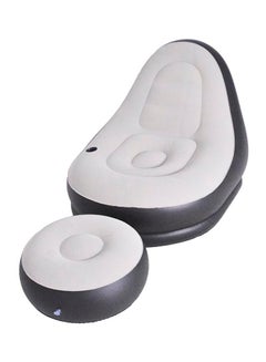 avenli Waterproof Flocked Lounger With Stool Inflatable Living Room Sofa Grey/Black 125 x 100 x 85cm  - Image 1
