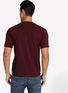 Solid Pattern Crew Neck T-Shirt Burgundy - v1625143704/N48516628V_2