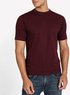 Solid Pattern Crew Neck T-Shirt Burgundy - v1625143704/N48516628V_4