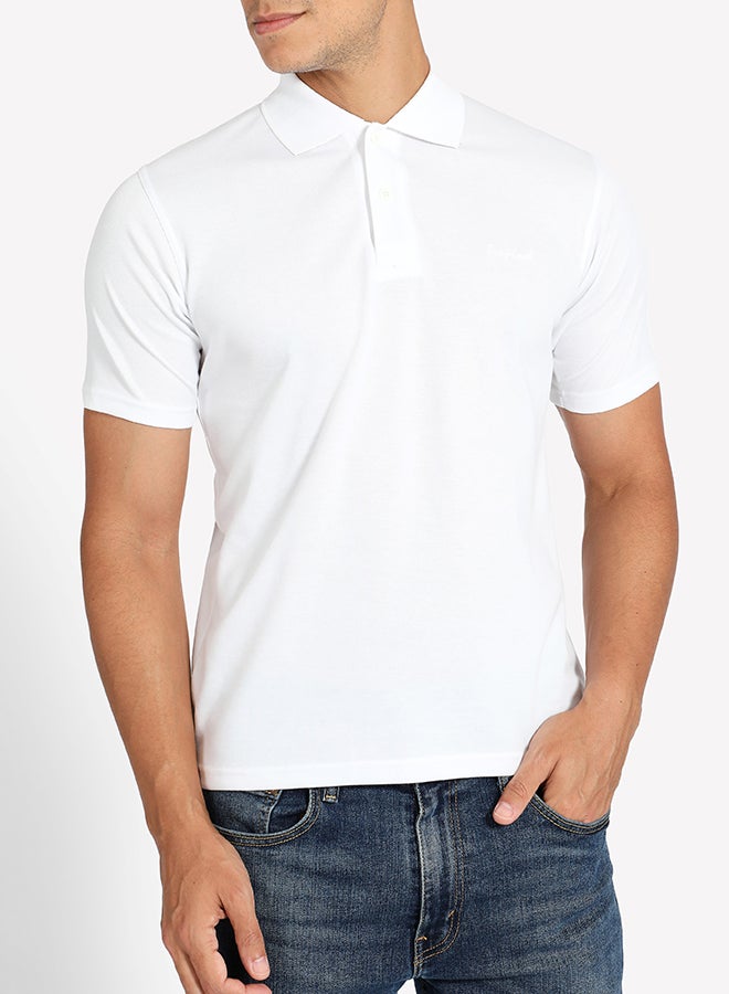 Tropical Solid Pattern 3 Button Placket Polo White  - Image 4