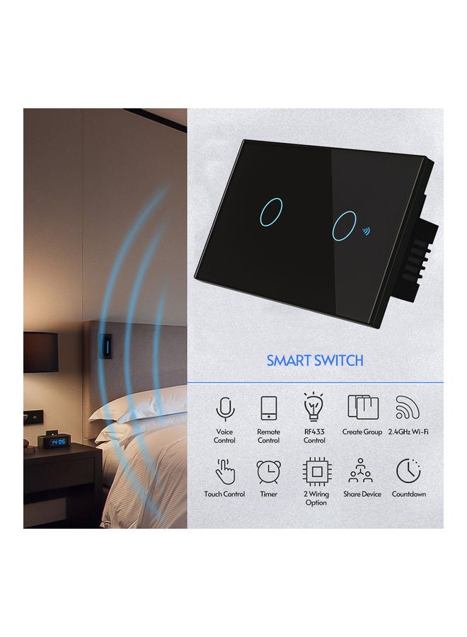 Generic - Wi-Fi Smart Switch With Voice Control And Remote Control Black - Image 1