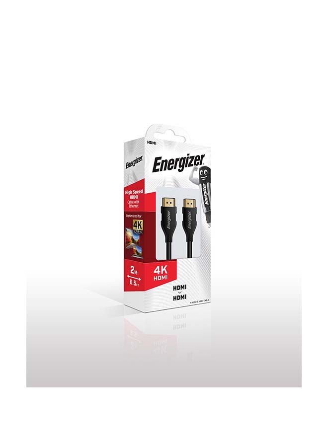 Energizer Classic HDMI Cable 4K 2M HDMI 2.0 18Gbps High-Speed 4K At 60Hz HDMI To HDMI Video Wire Ultra HD 3D 4K HDMI Cord Braided Compatible With MacBook Pro UHD TV Nintendo Switch Xbox PlayStation PS5/4 PC Laptop -2M Black  - Image 2