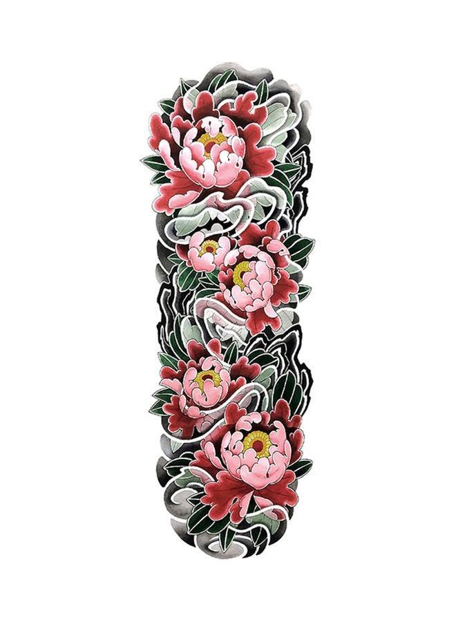Waterproof Large Vine Peony Rose Flower Tattoo Sticker Multicolour - Image 1