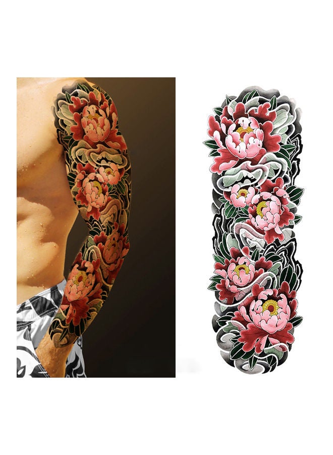 Waterproof Large Vine Peony Rose Flower Tattoo Sticker Multicolour - Image 2