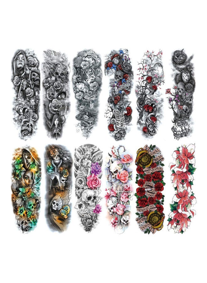 Waterproof Large Vine Peony Rose Flower Tattoo Sticker Multicolour - Image 5