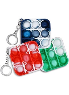 XiuWoo 3-Piece Push Pop It Bubble Fidget Sensory Keychain Toy 