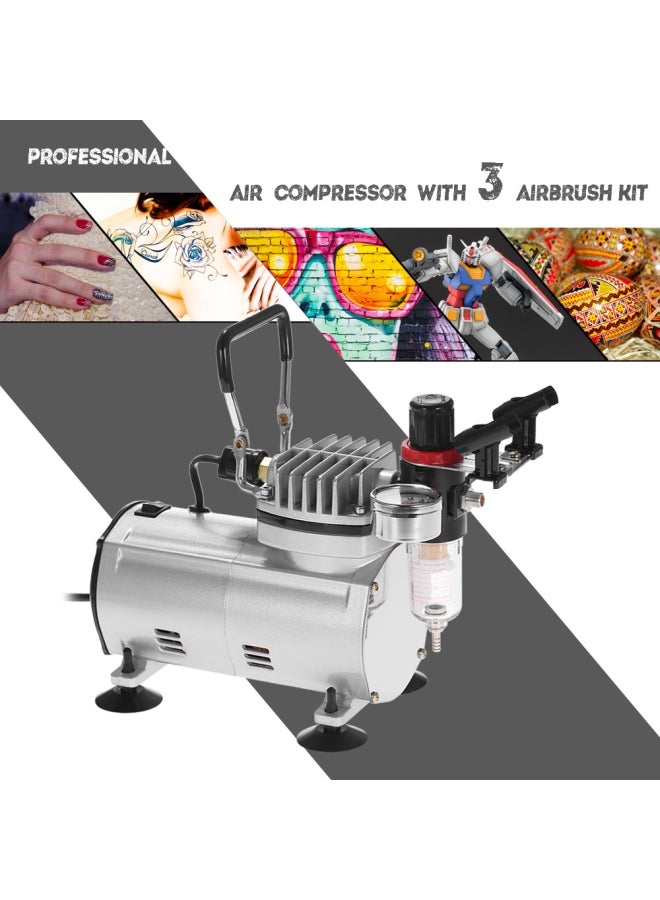 KKmoon 220V Professional Gravity Feed Dual Action Airbrush Air Compressor Kit Multicolour 41.50X16.00X31.00cm  - Image 5