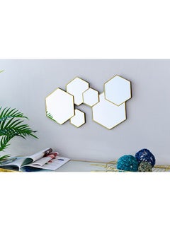 Pan Home Multi Mirror Wall Decor Hexagon 55x32cm | Gold | Framed, Wall ...