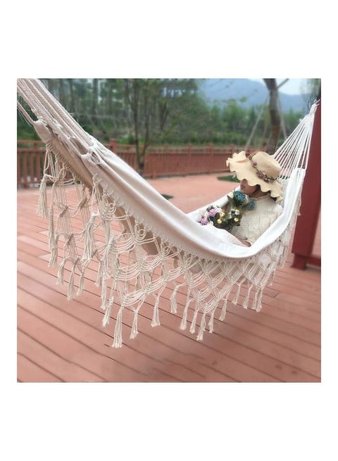 Tassel Double Canvas Hammock White
