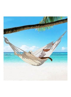 Generic Canvas Fabric Hammocks Striped Ultralight Outdoor Beach Swing Bed White  - Image 1