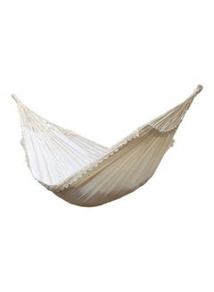 Generic Canvas Fabric Hammocks Striped Ultralight Outdoor Beach Swing Bed White  - Image 2