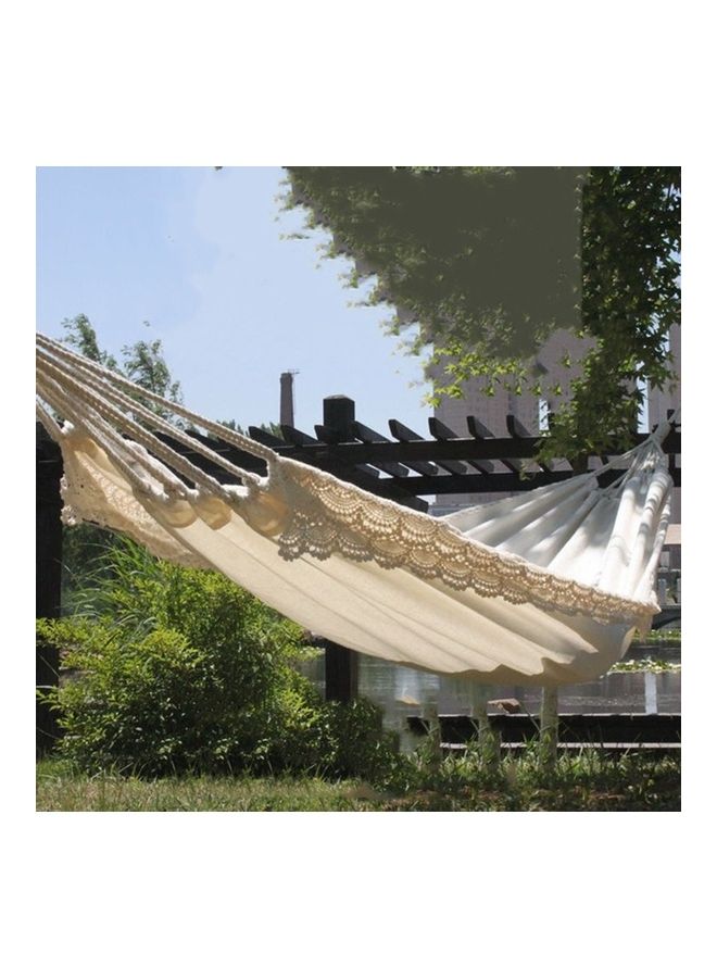 ماركة غير محددة أرجوحة بشكل سرير للشاطئ والأماكن الخارجيّة من قماش الكانفاس بتصميم خفيف للغاية ومخطط أبيض  - Image 5